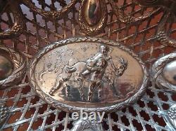 Old solid silver bowls angels cherubs goat