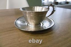 Old solid silver cup and saucer with Minerve hallmark