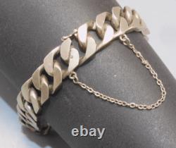 Old solid silver curb bracelet, crab hallmark, name SYLVIA D
