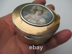 Old solid silver snuffbox, 127 g, miniature pop art antique snuff box