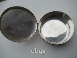 Old solid silver snuffbox, 127 g, miniature pop art antique snuff box