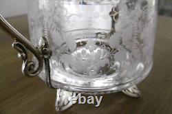 Old sugar bowl with candy dish in cut crystal and solid silver Minerva
