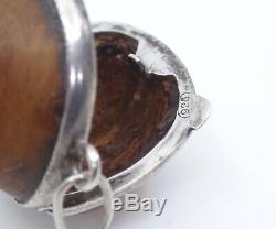 Original Small Old Hazelnut Box Solid Silver Hoop Pendant