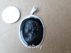 PENDANT - Antique Cameo in Old Glass Paste - Solid Silver 925