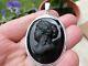 Pendant-cameo In Antique Glass Paste-925 Solid Silver