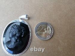 PENDANT-Cameo in antique glass paste-925 solid silver