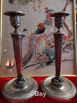 Pair Of Candlesticks Louis XVI Sterling Silver Rooster Punches / Old Silverware