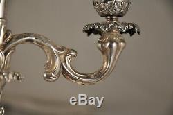 Pair Of Old Birds Sterling Silver Candlesticks