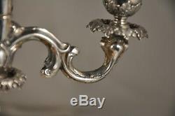 Pair Of Old Birds Sterling Silver Candlesticks