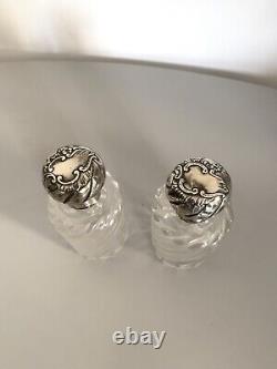 Pair Of Old Bottles Of Silver Solid Perfume Minerva Bamboo Crystal Baccarat