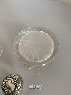 Pair Of Old Bottles Of Silver Solid Perfume Minerva Bamboo Crystal Baccarat