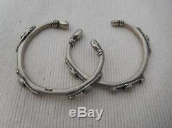 Pair Old Slave Bracelet Sterling Silver Vintage Africa Tuareg 72grs Bb37