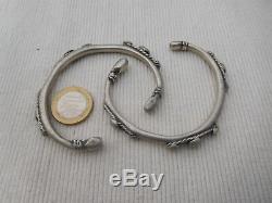 Pair Old Slave Bracelet Sterling Silver Vintage Africa Tuareg 72grs Bb37