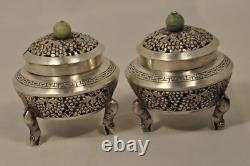 Pair of Antique Chinese Silver Salt Cellars