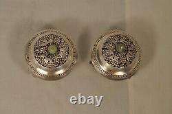 Pair of Antique Chinese Silver Salt Cellars