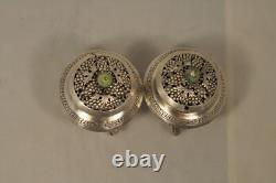 Pair of Antique Chinese Silver Salt Cellars