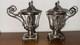 Pair Of Antique Mustard Pots In Solid Silver Multiple Palmette Decoration Hallmarks