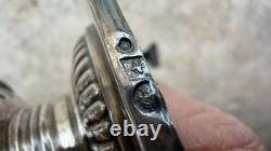 Pair of Antique Mustard Pots in Solid Silver Multiple Palmette Decoration Hallmarks