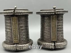 Pair of ancient bracelets in solid silver, antique style 606 grams Sindhi