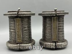 Pair of ancient bracelets in solid silver, antique style 606 grams Sindhi