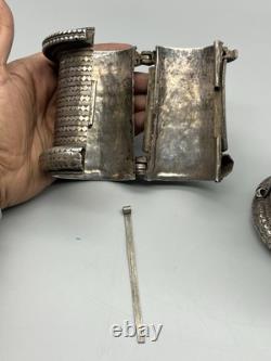 Pair of ancient bracelets in solid silver, antique style 606 grams Sindhi
