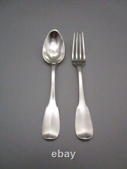 Pair of antique silver monogrammed cutlery