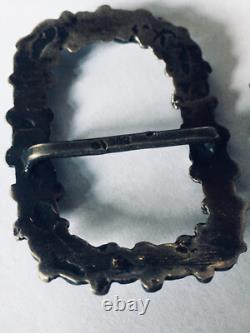Pair of large antique shoe buckles in solid silver