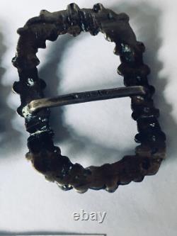 Pair of large antique shoe buckles in solid silver