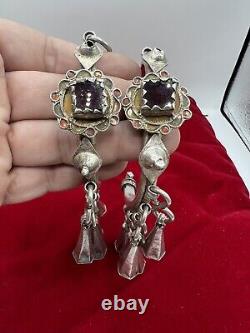 Pair of solid silver Berber Kabyle earrings from the Middle Atlas, ancient