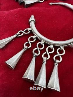 Pair of solid silver Berber Kabyle earrings from the Middle Atlas, ancient