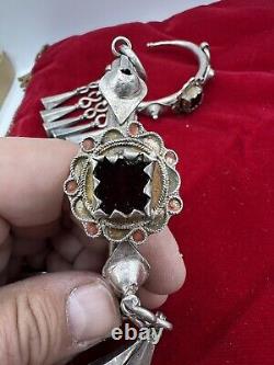 Pair of solid silver Berber Kabyle earrings from the Middle Atlas, ancient