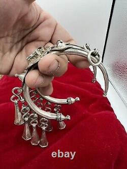 Pair of solid silver Berber Kabyle earrings from the Middle Atlas, ancient