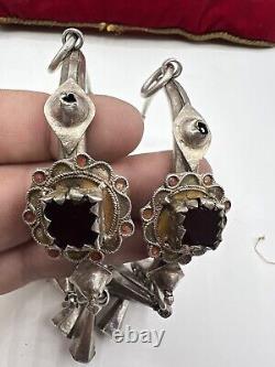 Pair of solid silver Berber Kabyle earrings from the Middle Atlas, ancient