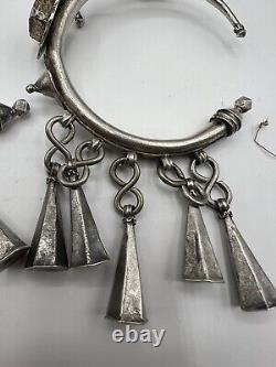 Pair of solid silver Berber Kabyle earrings from the Middle Atlas, ancient