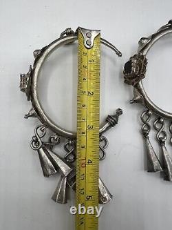 Pair of solid silver Berber Kabyle earrings from the Middle Atlas, ancient
