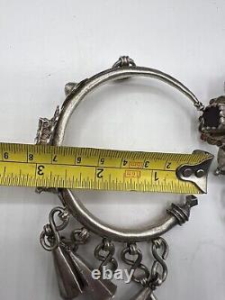Pair of solid silver Berber Kabyle earrings from the Middle Atlas, ancient