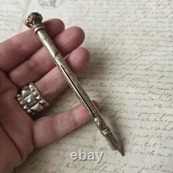 Pencil Holder Fountain Pen Large SILVER Pencil Agate Seal Antique Late 18th Century