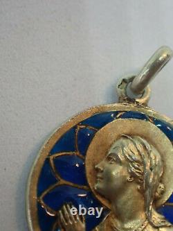 Pendant Antique Enamel Silver Day Pendant Vermeil Yellow Gold Late 19th Century