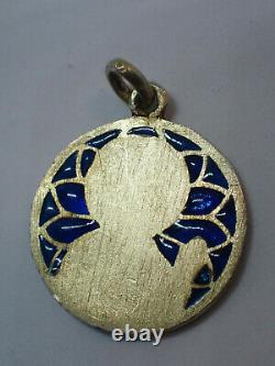 Pendant Antique Enamel Silver Day Pendant Vermeil Yellow Gold Late 19th Century