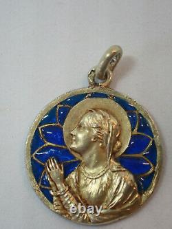 Pendant Antique Enamel Silver Day Pendant Vermeil Yellow Gold Late 19th Century