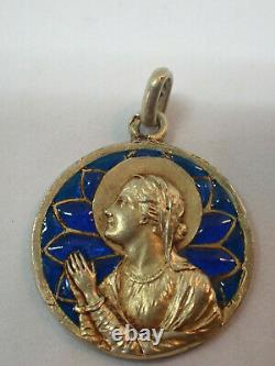 Pendant Antique Enamel Silver Day Pendant Vermeil Yellow Gold Late 19th Century