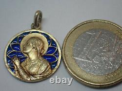 Pendant Antique Enamel Silver Day Pendant Vermeil Yellow Gold Late 19th Century