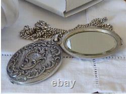 Pendant Mirror Old Art New Silver Chain Jumper Punches Weight 49,90g