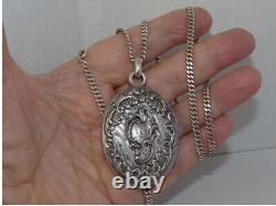 Pendant Mirror Old Art New Silver Chain Jumper Punches Weight 49,90g