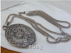 Pendant Mirror Old Art New Silver Chain Jumper Punches Weight 49,90g