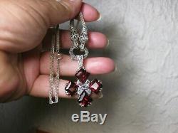 Pendant Necklace And Veterans In Sterling Silver And Garnet