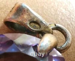 Pendant Old Vermeil Solid Silver Gold Plated With Natural Amethyst