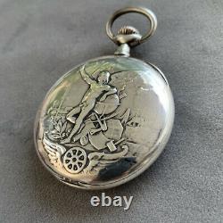 Pocket Watch Silver Case Old Omega Holy Antique Silver Pocket Watch