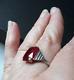 Pretty Antique Solid Silver Ring And Red Stone Rectangular Art Deco Period