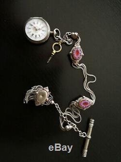 Pretty Woman Watch Pocket Money End With His Key Chain And Old Enamelled